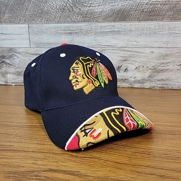 Zephyr NHL Chicago Blackhawks Black Stretch Hat Cap XL - Picture 1 of 5
